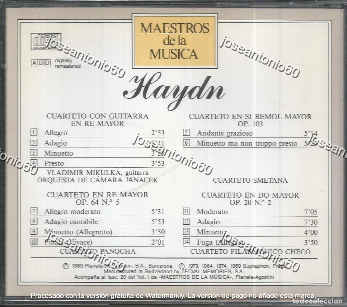 CDs de m&uacute;sica: CUARTETO CON GUTARRA EN RE MAYOR. CD. I-20 - HAYDN - Foto 2