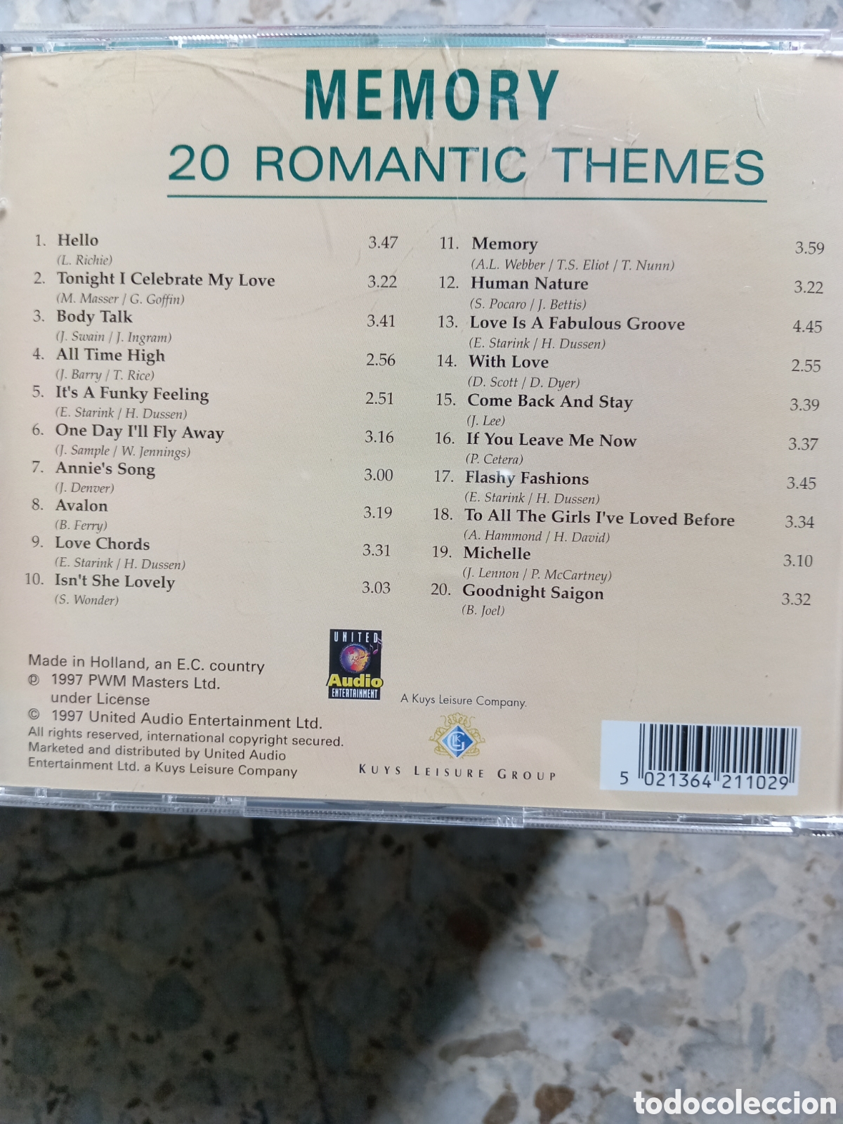 CDs de m&uacute;sica: CD MEMORY 20 ROMANTIC THEMES - Foto 2