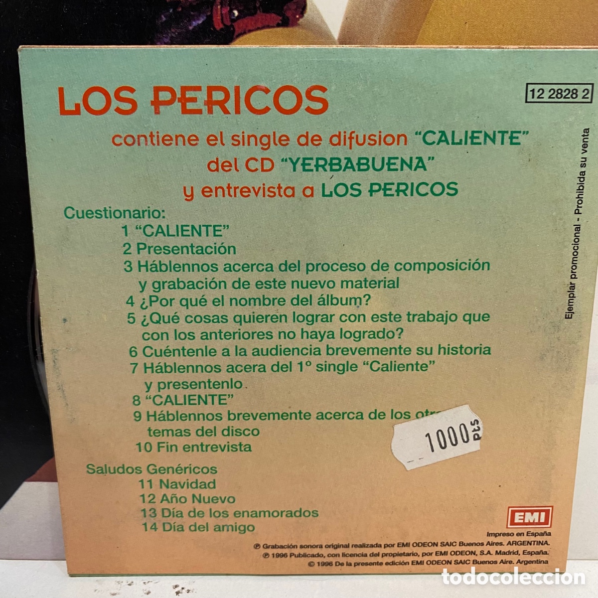 CDs de m&uacute;sica: Los Pericos - Caliente (CD, Single, Promo) - Foto 2