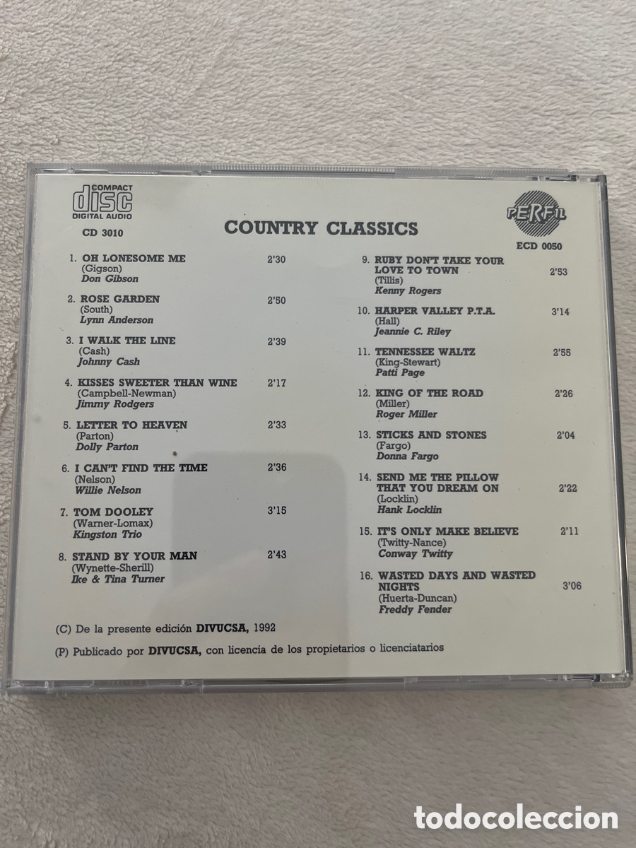 CDs de m&uacute;sica: CD. Country Classics. 1992 - Foto 2