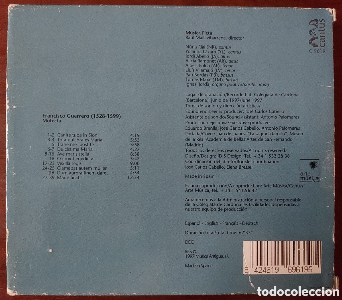 CDs de m&uacute;sica: Francisco Guerrero. Motecta. - Foto 2