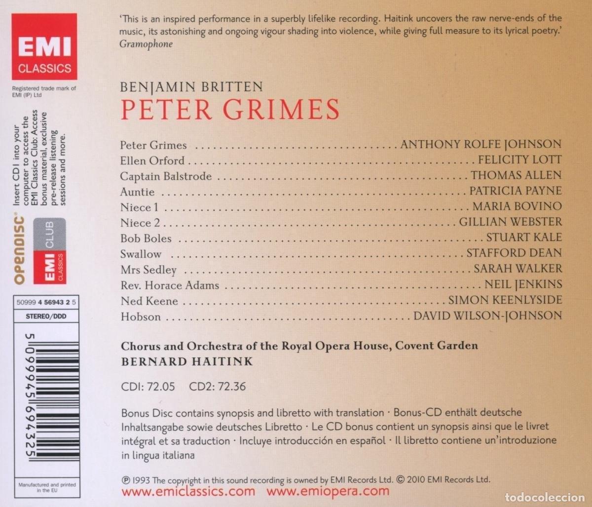 CDs de m&uacute;sica: Britten - Bernard Haitink - Peter Grimes (2xCD + CD-ROM) - Foto 3