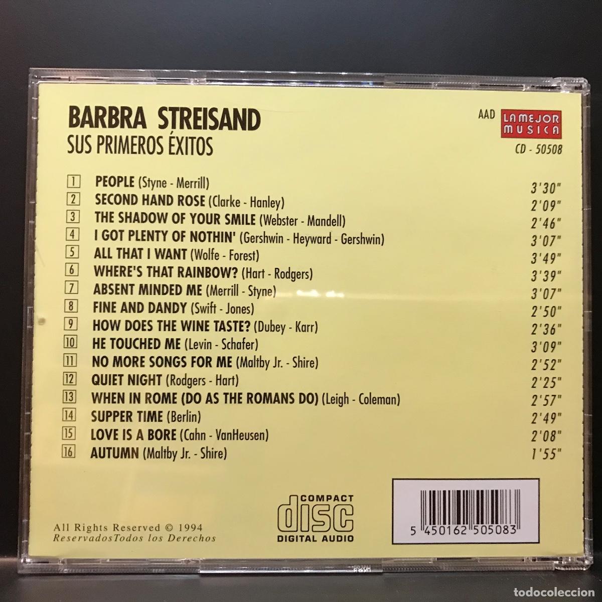 CDs de m&uacute;sica: Barbra Streisand ● Sus Primeros &Eacute;xitos ● CD, Compilation SPAIN - Foto 3