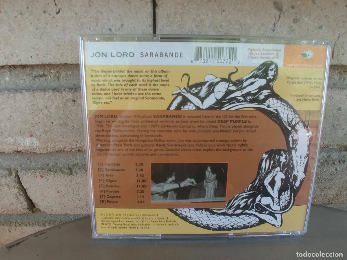CDs de m&uacute;sica: JON LORD-CD SARABANDE - Foto 3