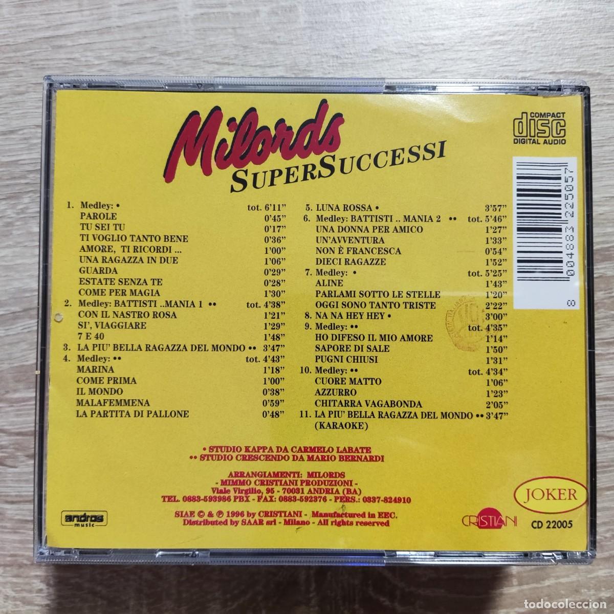 CDs de m&uacute;sica: CD - MILORDS - SUPERSUCCESSI - Foto 2