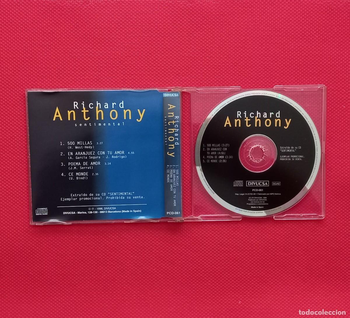 CDs de m&uacute;sica: RICHARD ANTHONY - SENTIMENTAL CD SINGLE PROMO 1996 - Foto 2