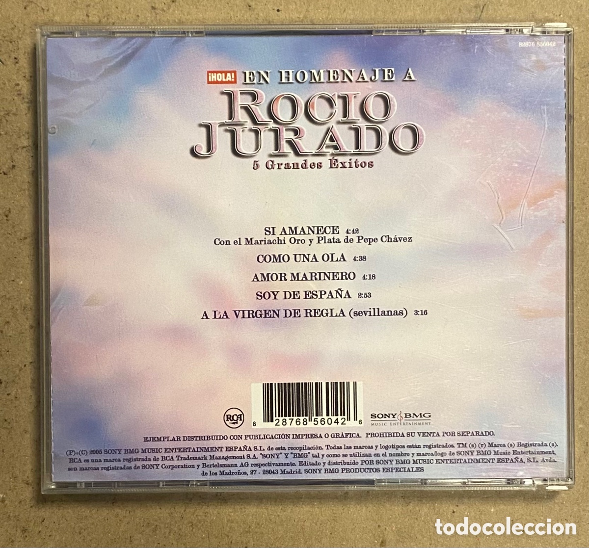 CDs de m&uacute;sica: CD. EN HOMENAJE A ROC&Iacute;O JURADO. 5 GRANDES &Eacute;XITOS. - Foto 2