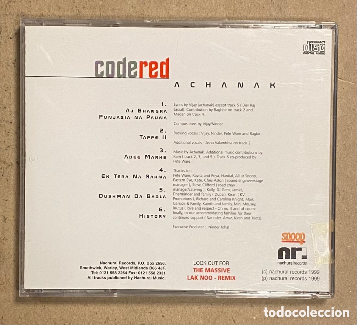 CDs de m&uacute;sica: CD. ACHANAK &ldquo;CODE RED&rdquo; (NACHURAL RECORDS 1999). - Foto 2