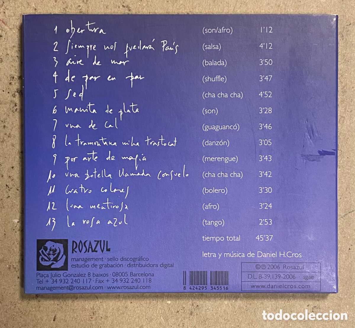 CDs de m&uacute;sica: CD DIGIPACK. DANIEL CROS &ldquo;AIRE DE MAR&rdquo; (ROSAZUL 2006). - Foto 2