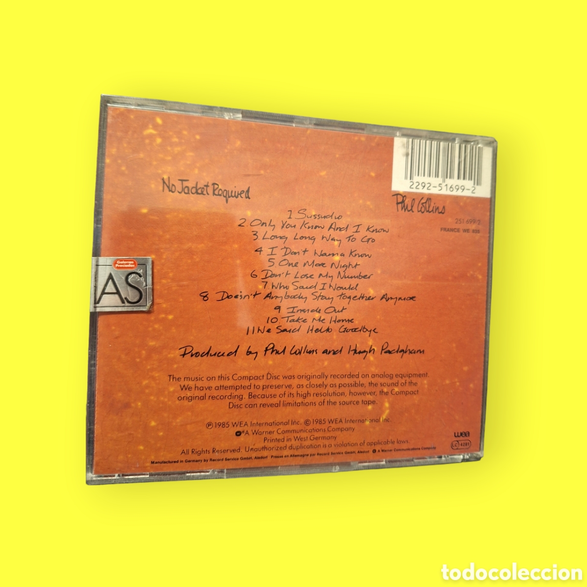 CDs de m&uacute;sica: SCD115 phil collins no jacket required CD DE MUSICA - Foto 2
