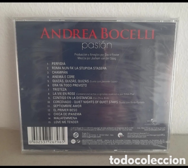 CDs de m&uacute;sica: Andrea bocelli - pasi&oacute;n - Foto 2
