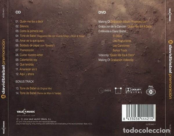 CDs de m&uacute;sica: David Bisbal &ndash; Premonici&oacute;n-SPAIN-2006-CD+DVD - Foto 2