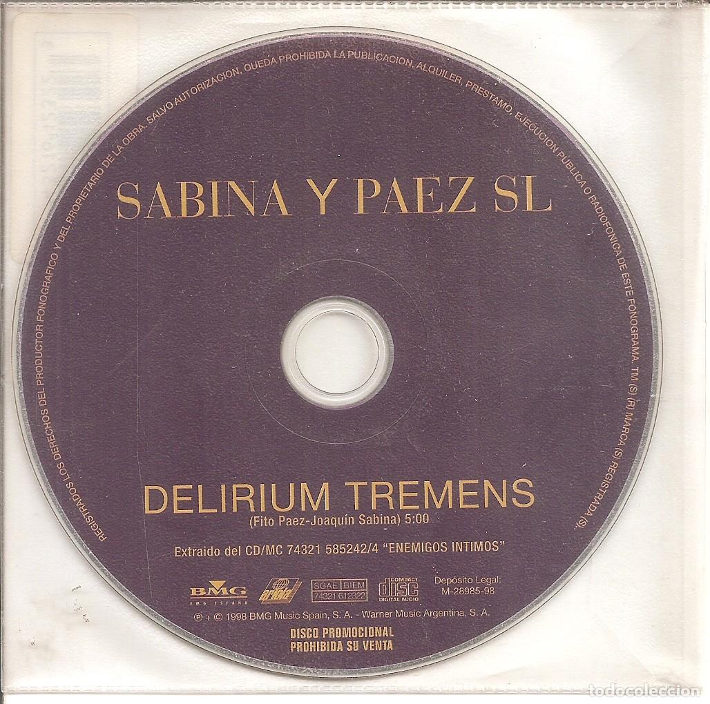 CDs de M&uacute;sica: SABINA Y PAEZ SL - DELIRIUM TREMENS (CDSINGLE PICTURE PROMO, BMG MUSIC 1998)