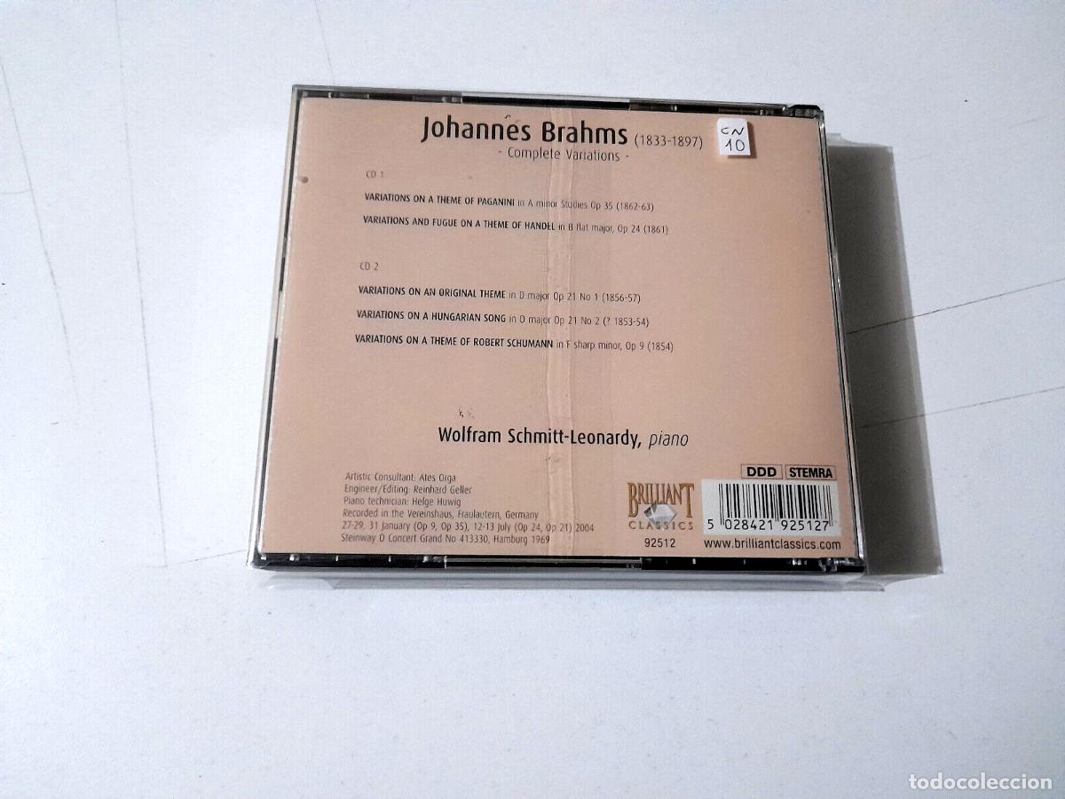 CDs de m&uacute;sica: WOLFRAM SCHMITT-LEONARDY &rdquo;BRAHMS COMPLETE VARIATIONS&rdquo; 2CD COMO NUEVO CD - Foto 2