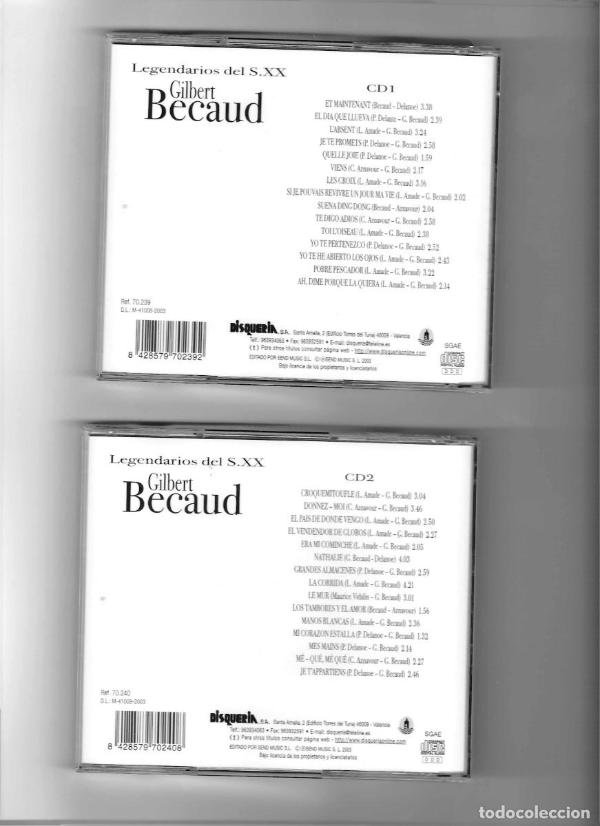CDs de m&uacute;sica: GILBERT BECAUD. LEGENDARIOS DEL SIGLO XX - Foto 2