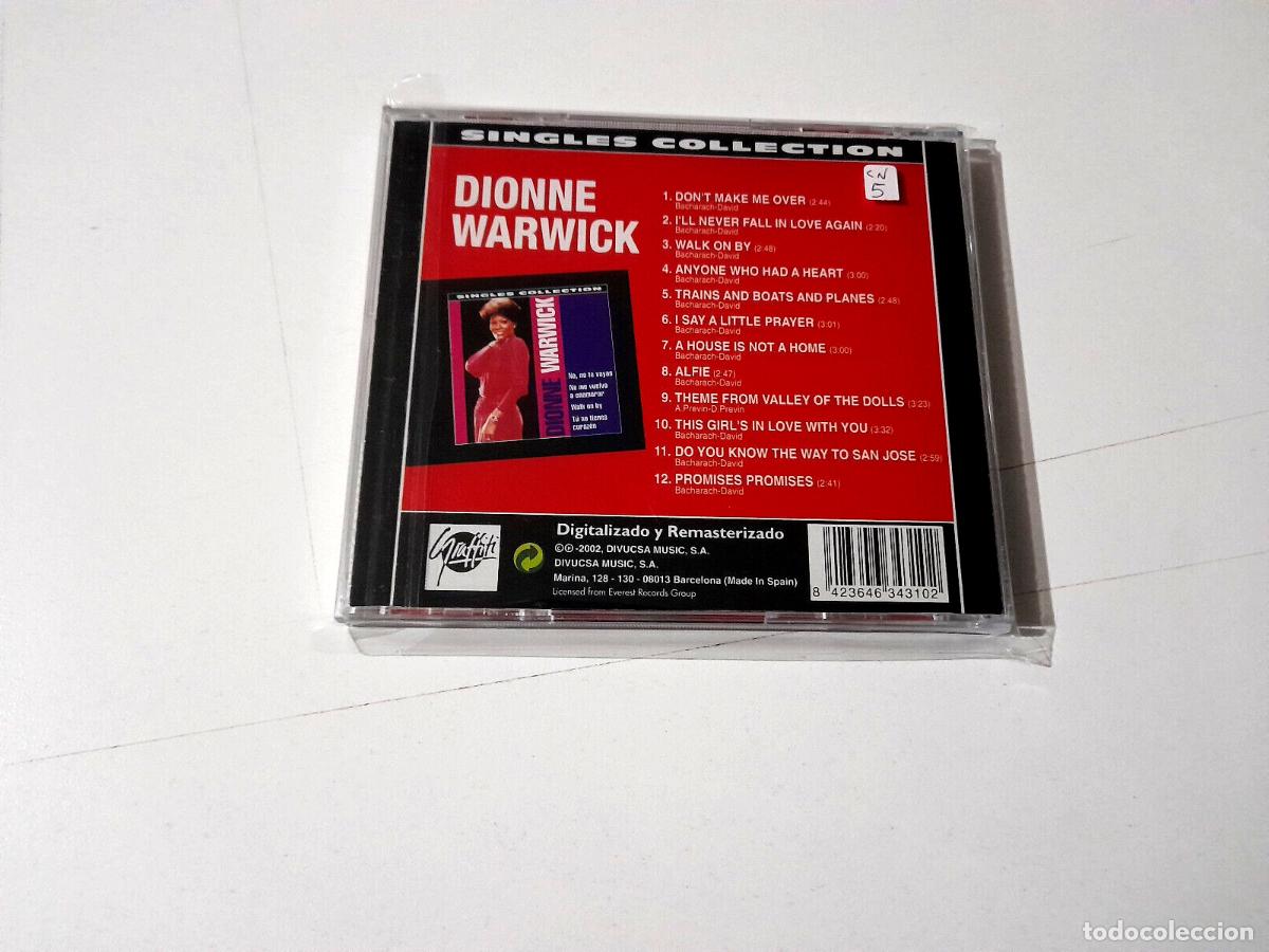 CDs de m&uacute;sica: DIONNE WARWICK &rdquo;SINGLES COLLECTION&rdquo; CD 12 TRACKS COMO NUEVO - Foto 2