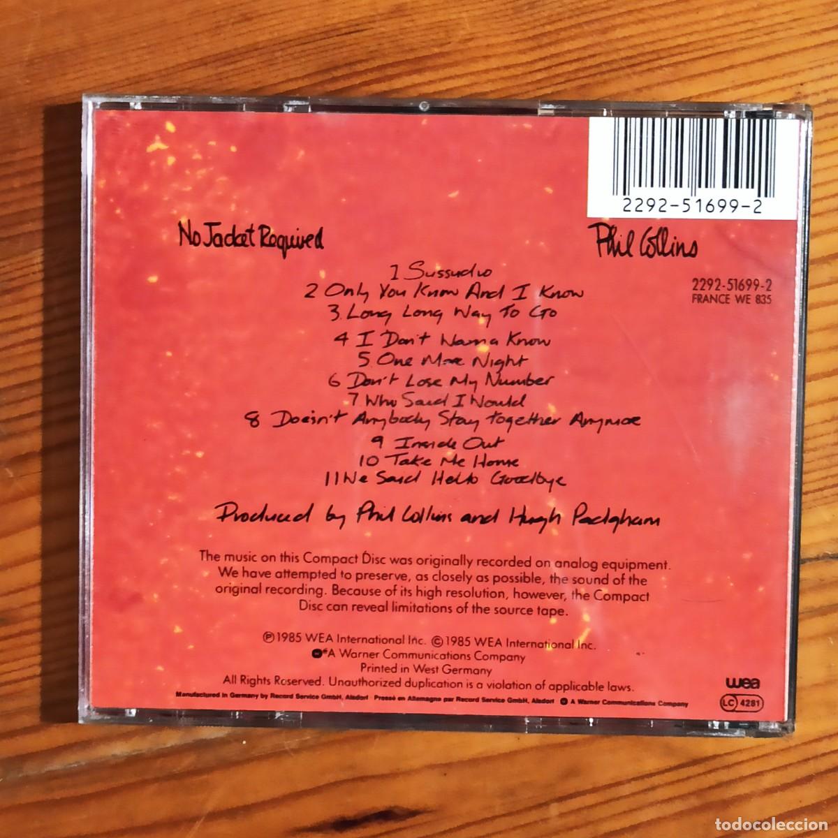 CDs de m&uacute;sica: CD Phil Collins - No Jacket Required - Foto 2