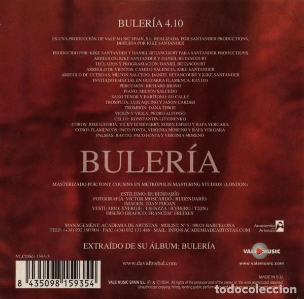 CDs de m&uacute;sica: David Bisbal &ndash; Buler&iacute;a-SPAIN-GATEFOLD-CD SINGLE-2004 - Foto 2