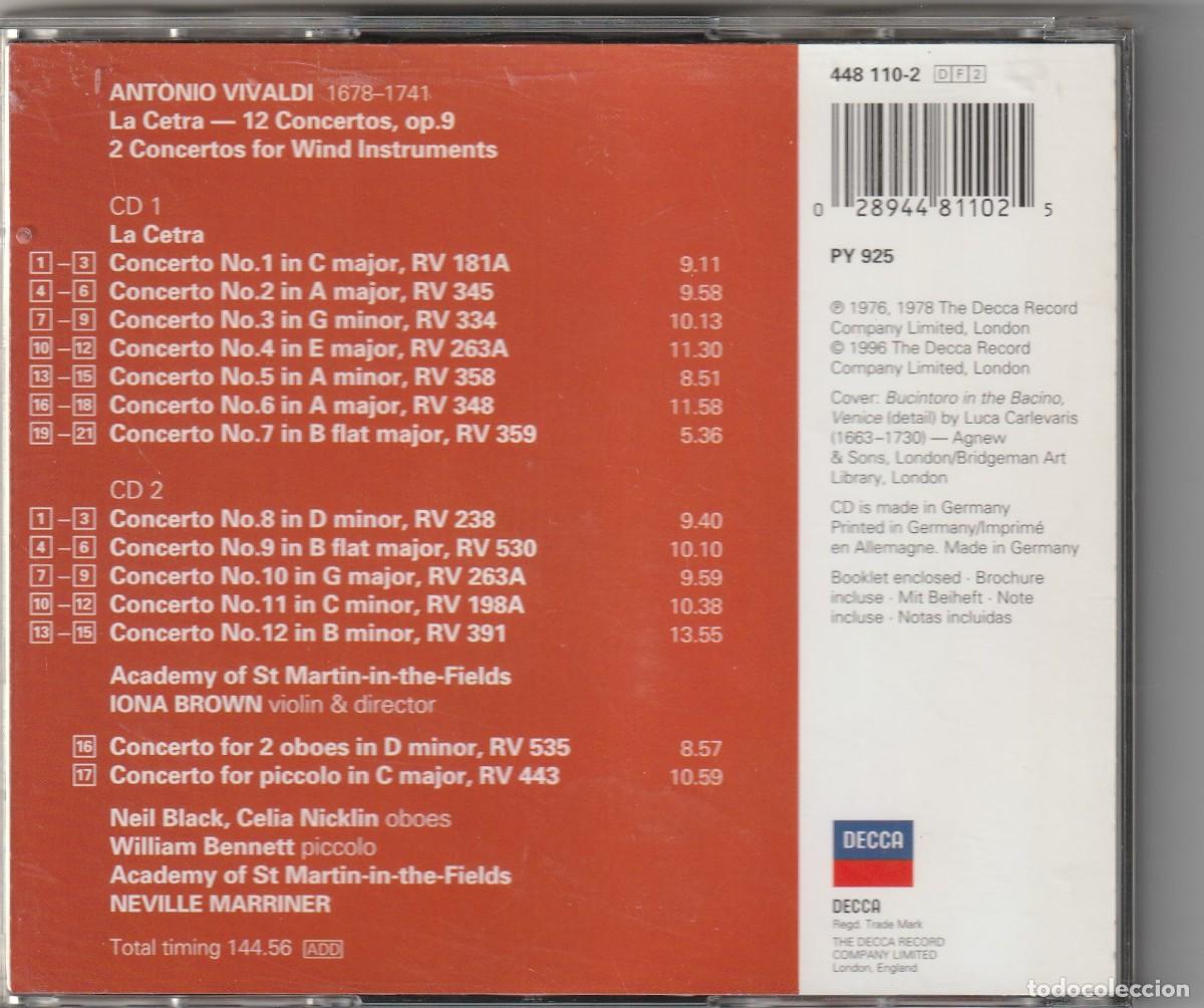 CDs de m&uacute;sica: VIVALDI - LA CETRA (2 X CD DECCA) IONA BROWN - Foto 2