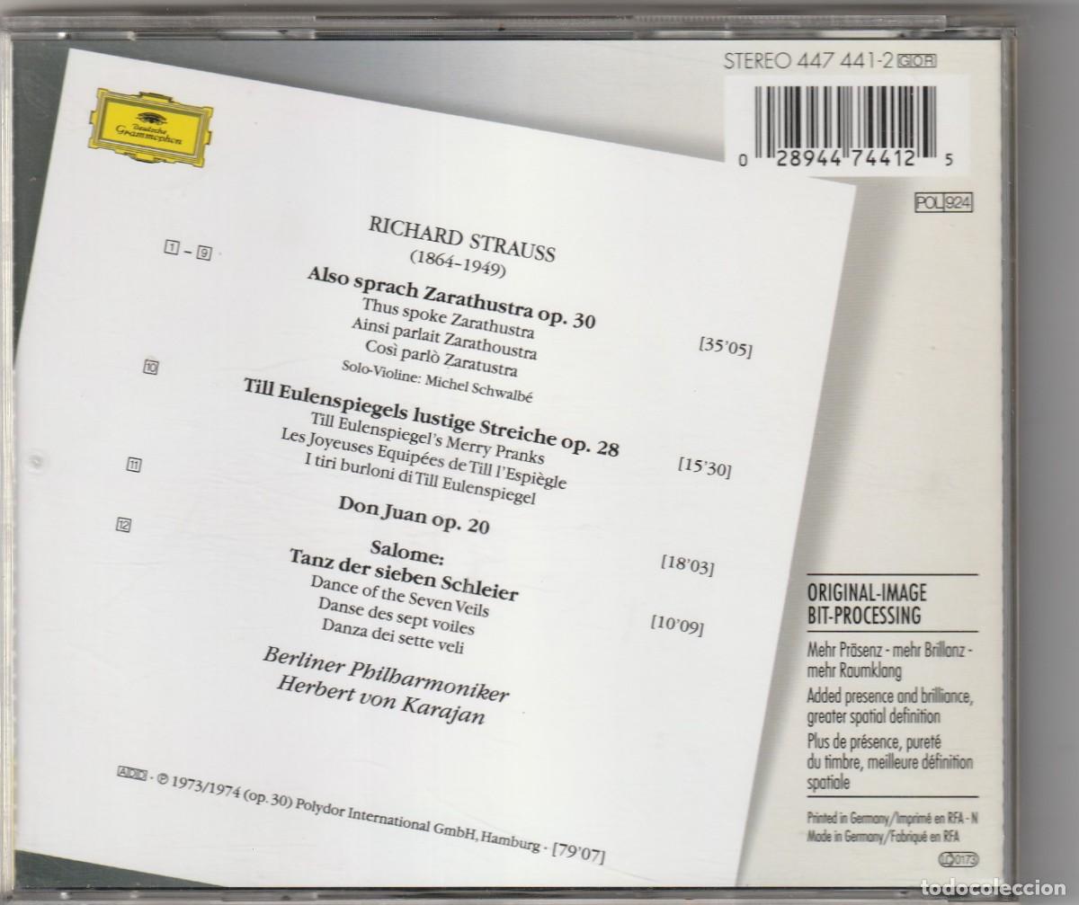 CDs de m&uacute;sica: STRAUSS - ALSO SPRACH ZARATHUSTRA (CD DGG) KARAJAN - Foto 2