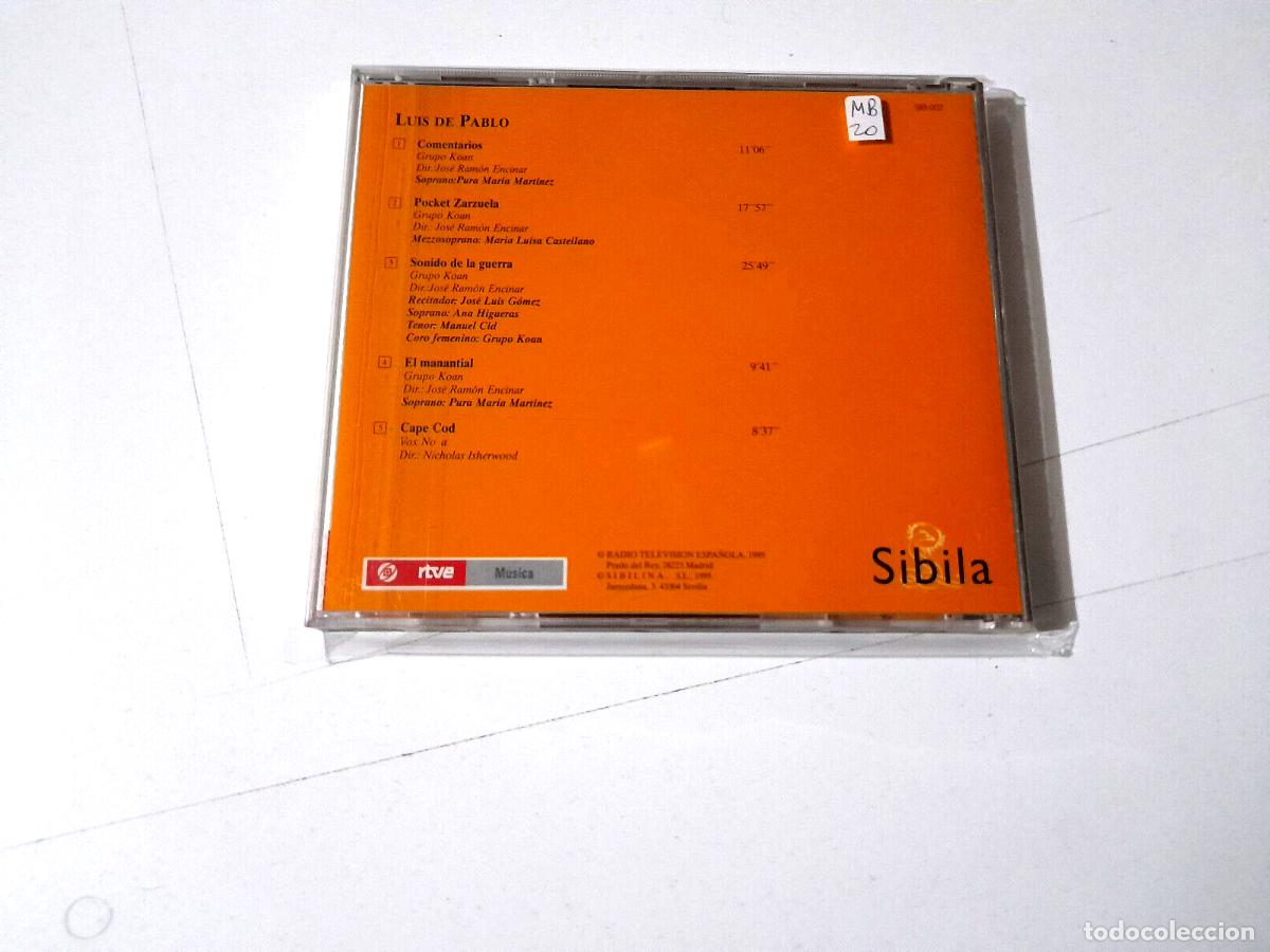 CDs de m&uacute;sica: LUIS DE PABLO &rdquo;LUIS DE PABLO&rdquo; CD 5 TRACKS - Foto 2
