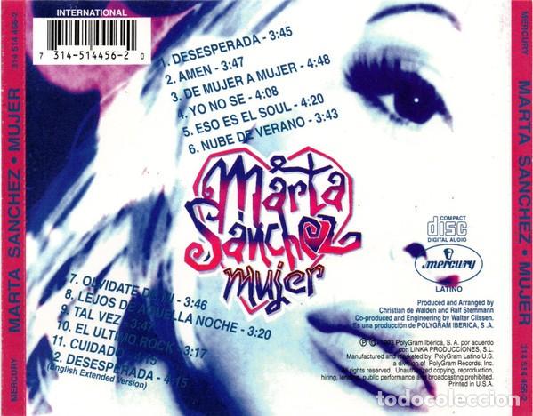 CDs de m&uacute;sica: Marta Sanchez Mujer CD USA 1993 - Foto 2