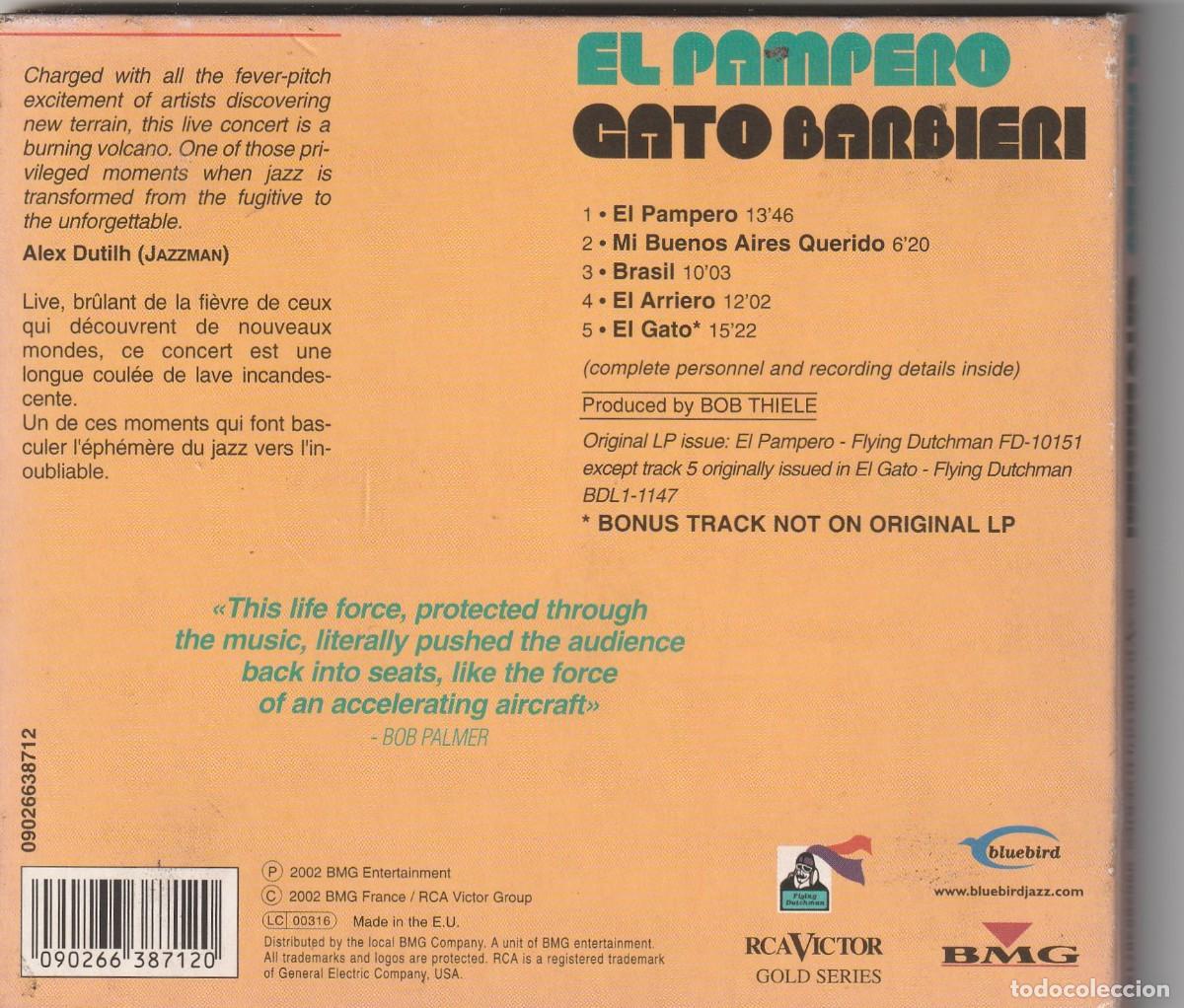 CDs de m&uacute;sica: GATO BARBIERI - EL PAMPERO (CD BMG-RCA 2002) DIGIPACK - Foto 2