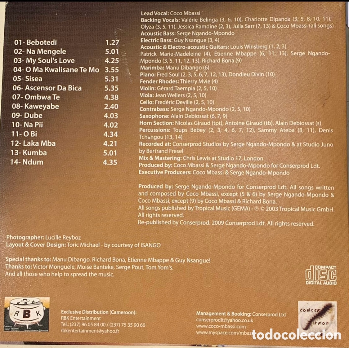 CDs de m&uacute;sica: CD. Coco Mbassi. &ldquo;Sisea&rdquo;. ConserProd. 2009. - Foto 2