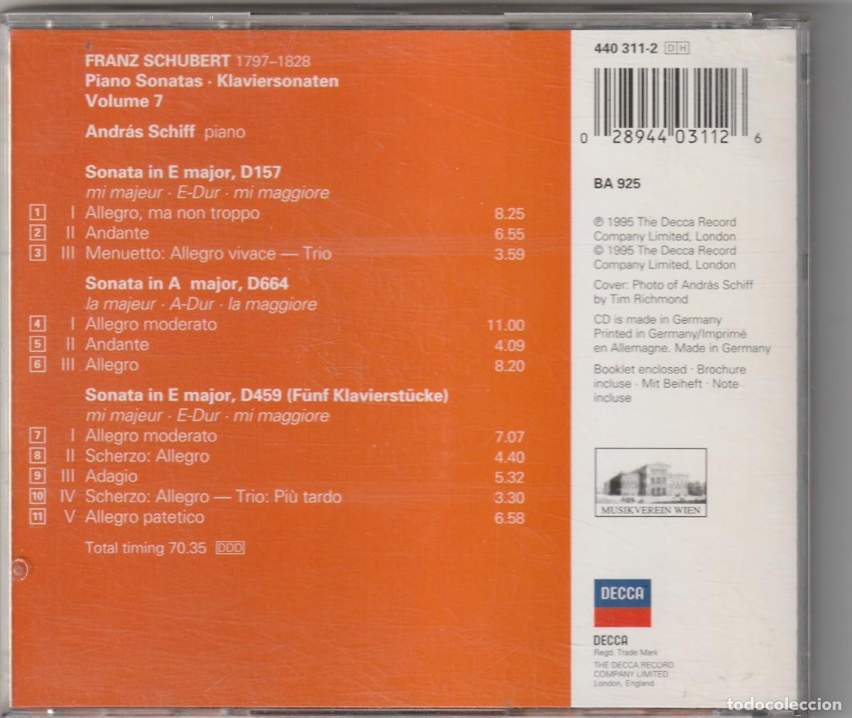 CDs de m&uacute;sica: SCHUBERT - PIANO SONATAS (CD DECCA) ANDREAS SCHIFF - Foto 2