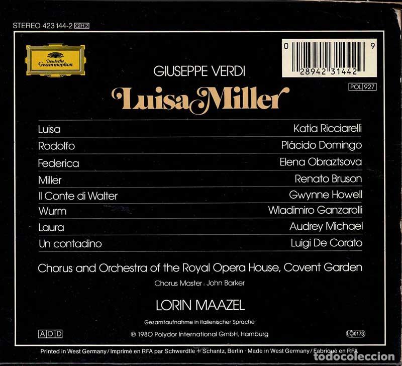 CDs de m&uacute;sica: Giuseppe Verdi. Lorin Maazel - Luisa Miller. 2 x CD - Foto 2