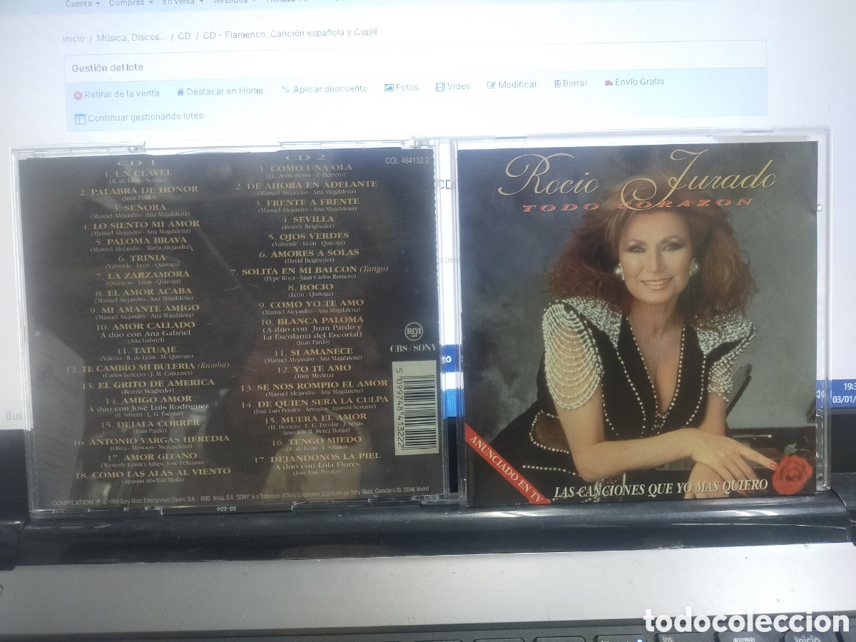 CDs de m&uacute;sica: Roc&iacute;o jurado doble CD todo coraz&oacute;n 1996 - Foto 1