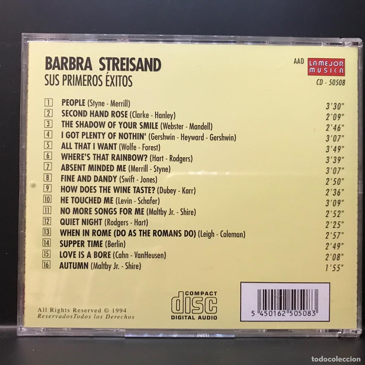 CDs de m&uacute;sica: Barbra Streisand ● Sus Primeros &Eacute;xitos ● [CD] Compilation - Foto 4