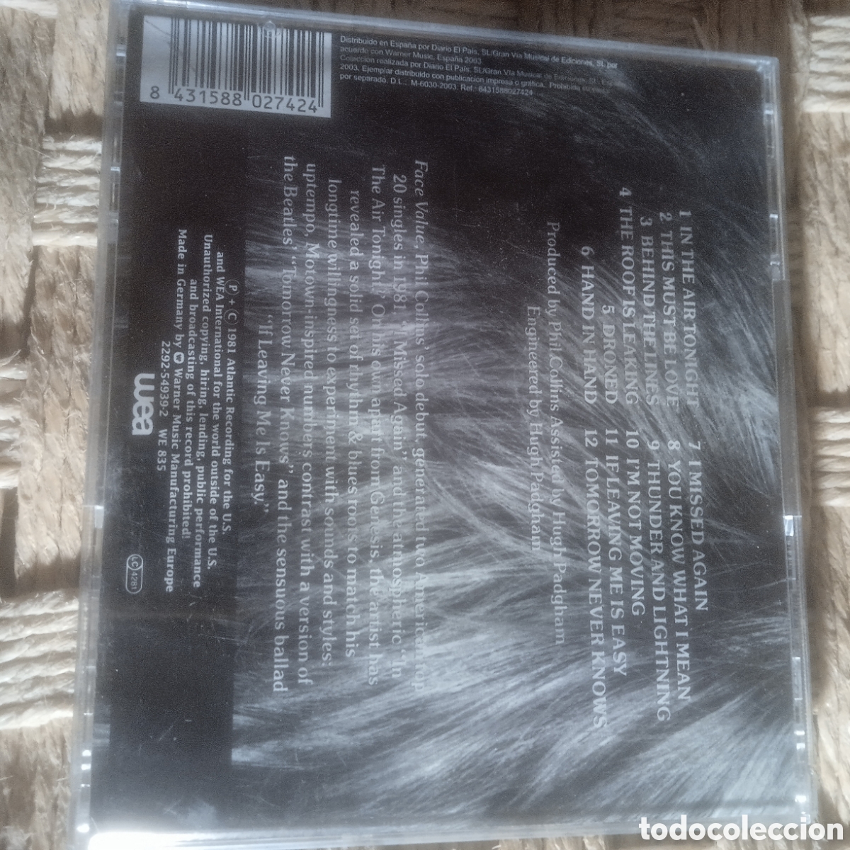 CDs de m&uacute;sica: Phil Collins,face valu&eacute; ,1981, colecci&oacute;n el pais - Foto 2