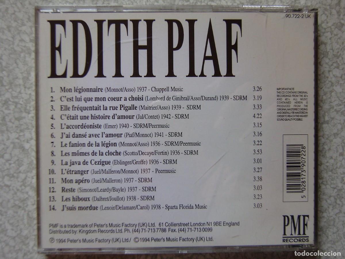 CDs de m&uacute;sica: EDITH PIAF...EXITOS...PEDIDO MINIMO 5&euro; - Foto 2
