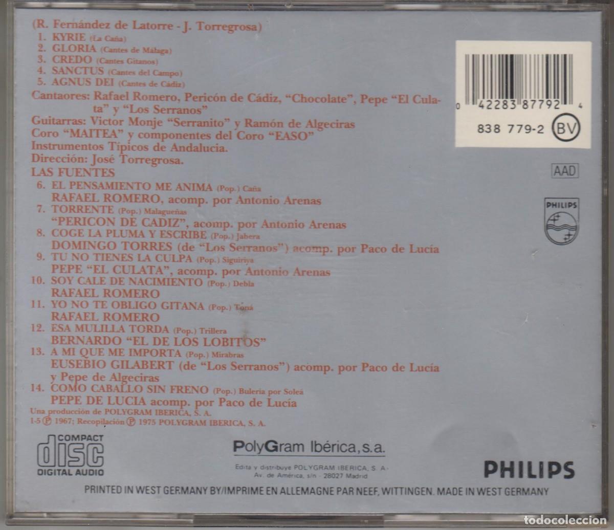 CDs de m&uacute;sica: Misa Flamenca Las Fuentes cd 1989 Philips - Foto 2