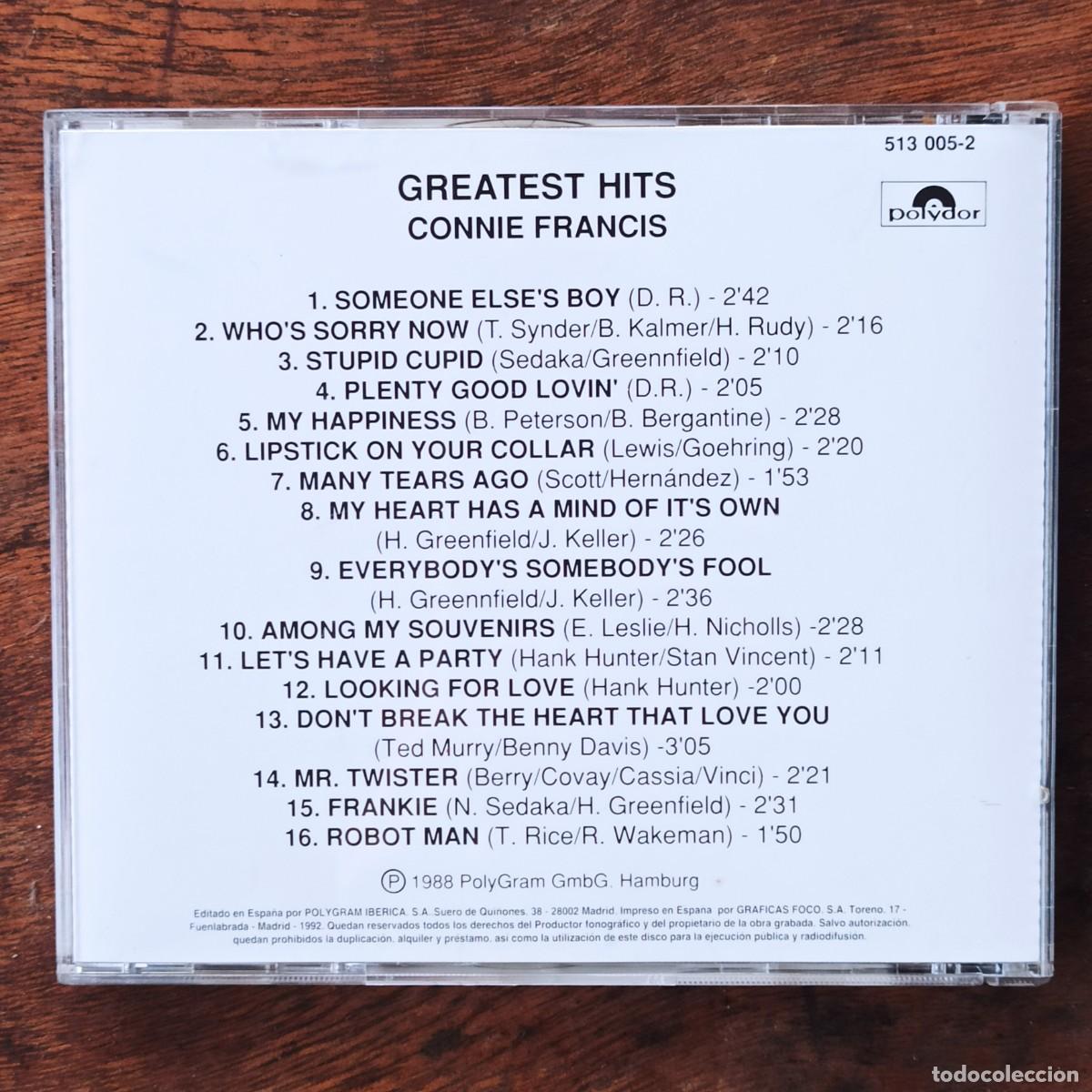 CDs de m&uacute;sica: CD Connie Francis - Greatest Hits - Foto 2