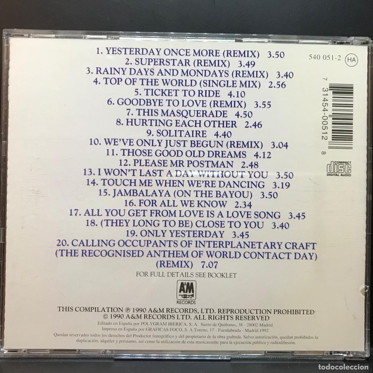 CDs de m&uacute;sica: Carpenters ● Grandes Exitos ● [CD] Compilation, Reissue - Foto 4