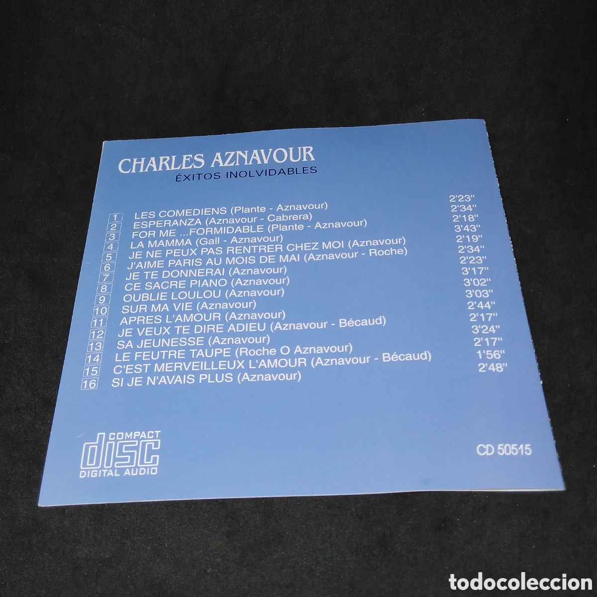 CDs de m&uacute;sica: CHARLES AZNAVOUR - EXITOS INOLVIDABLES - 1994 - DISCO VERIFICADO - Foto 4