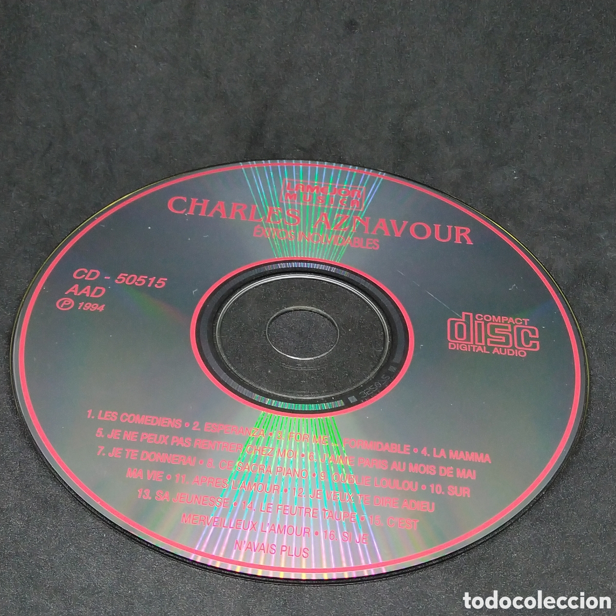 CDs de m&uacute;sica: CHARLES AZNAVOUR - EXITOS INOLVIDABLES - 1994 - DISCO VERIFICADO - Foto 5