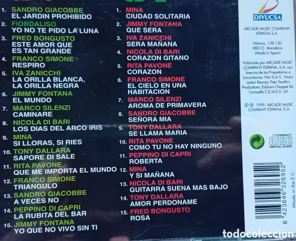 CDs de m&uacute;sica: &Eacute;xitos de Italia en espa&ntilde;ol. Versiones originales. Doble CD. 1999 - Foto 4