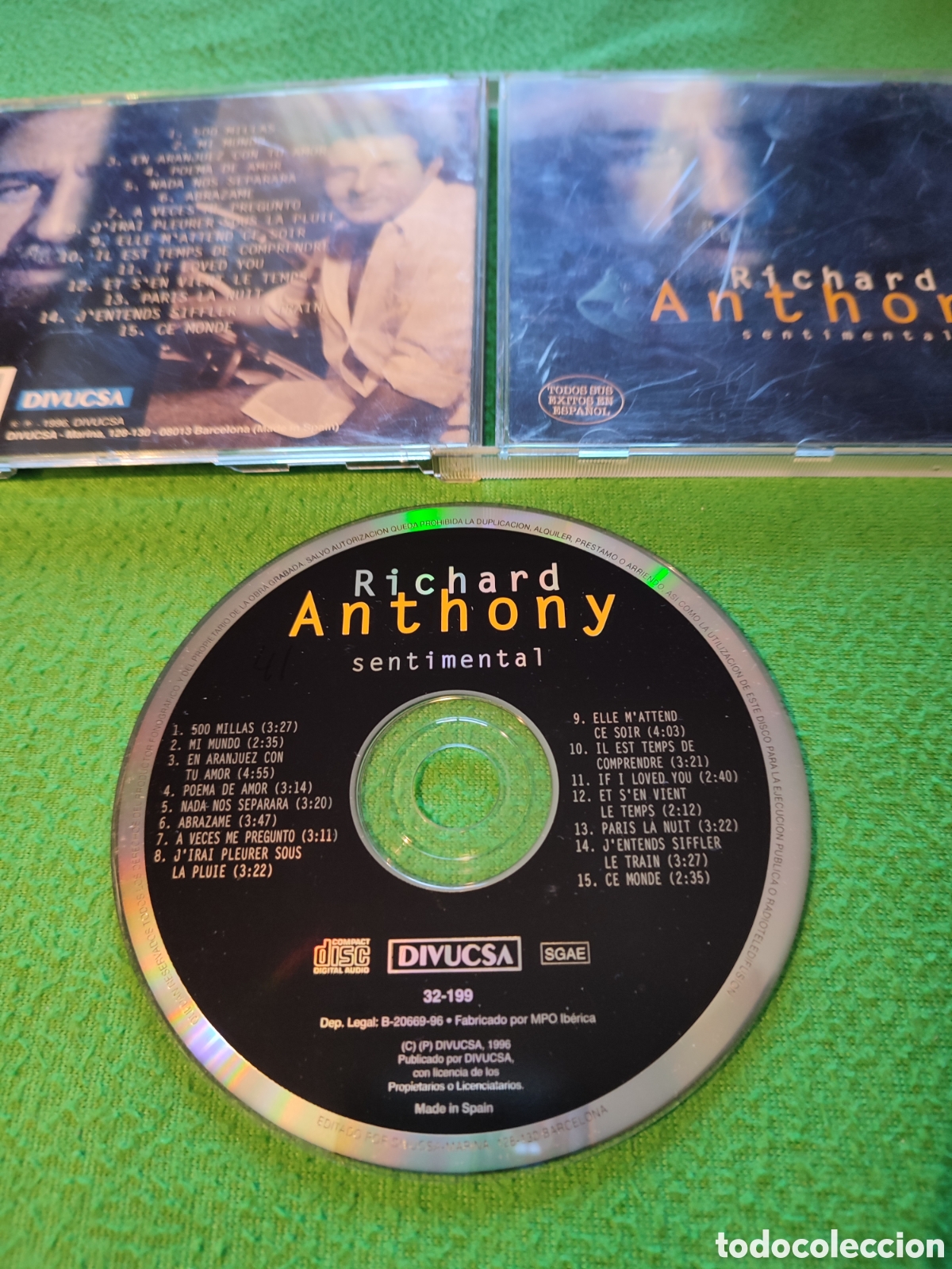 CDs de m&uacute;sica: Richard Anthony - Sentimental,todos sus &eacute;xitos en espa&ntilde;ol - Foto 2