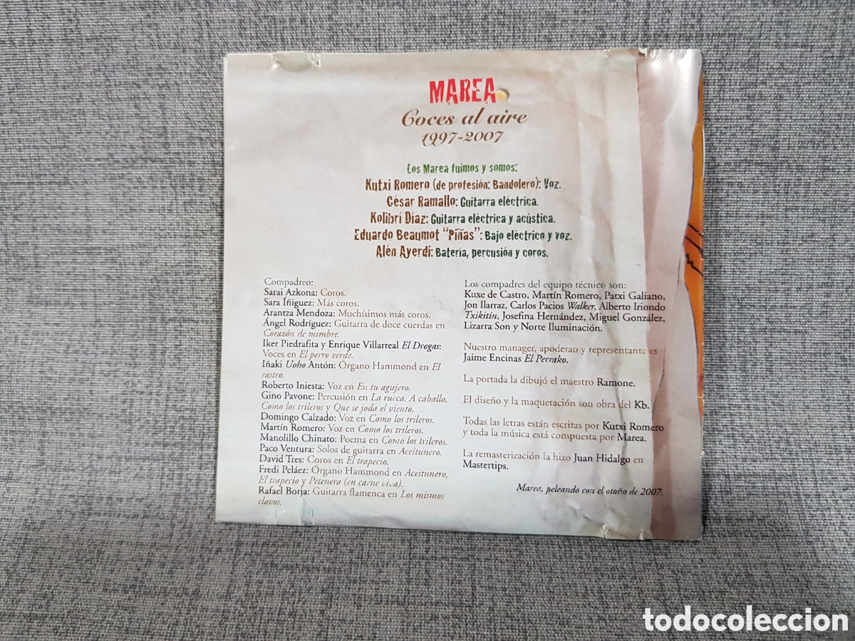 CDs de m&uacute;sica: PAPELES DEL CD MAREA COCES AL AIRE 1997 - 2007 - Foto 10