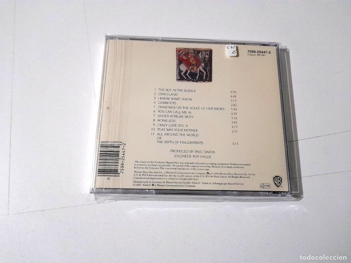 CDs de m&uacute;sica: PAUL SIMON &rdquo;GRACELAND&rdquo; CD 11 TRACKS COMO NUEVO - Foto 2