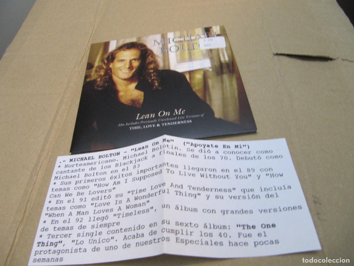 CDs de m&uacute;sica: MICHAEL BOLTON-LEAN ON ME CD SINGLE CADENA 100 - Foto 1