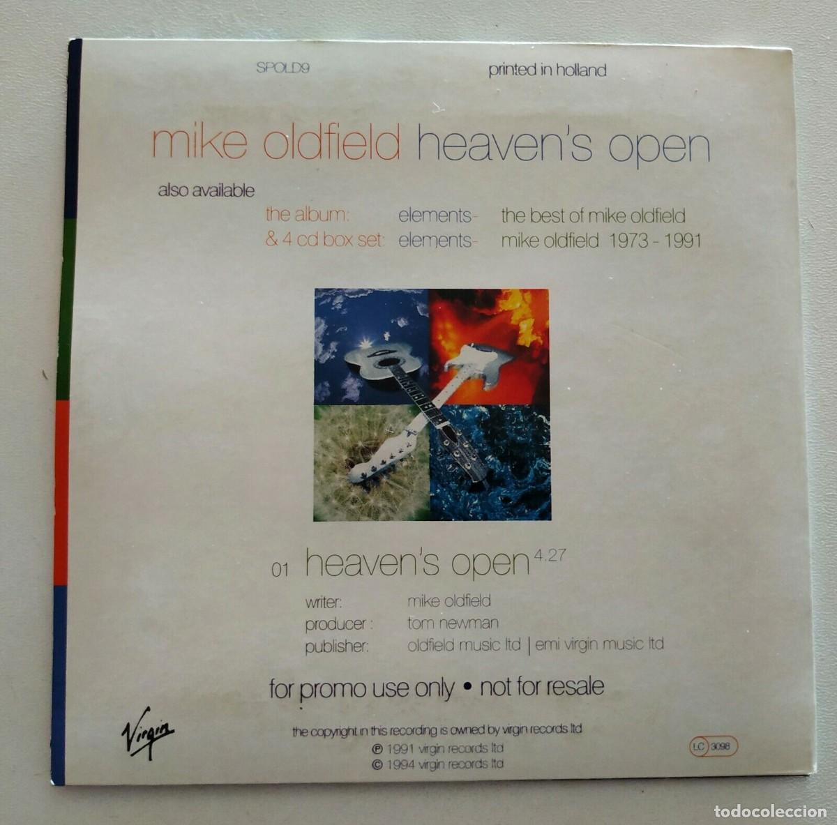 CDs de m&uacute;sica: MIKE OLDFIELD Heavens Open CD Single PROMO 1994 Elements RARO - Foto 3