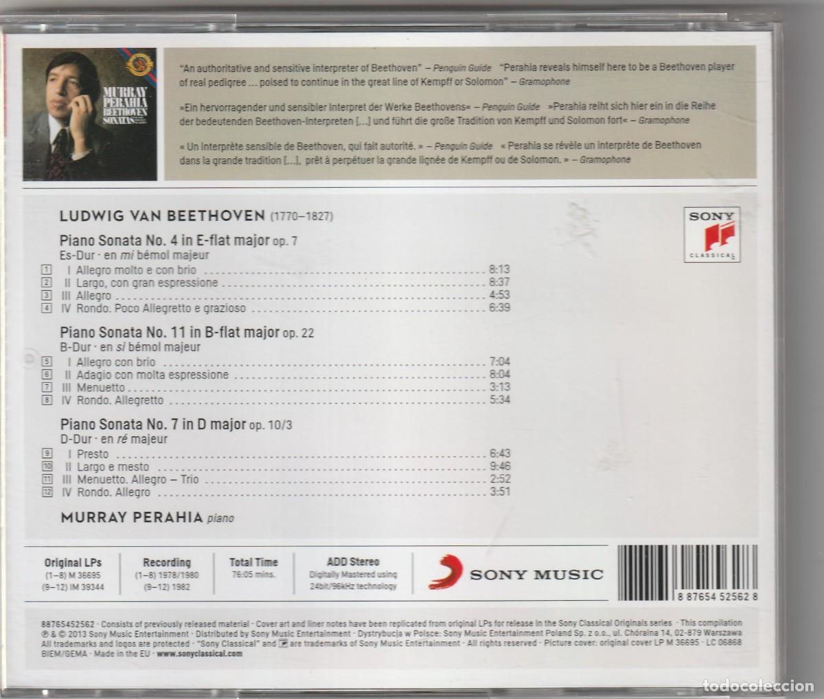 CDs de m&uacute;sica: BEETHOVEN - SONATAS (CD CBS) MURRAY PERAHIA - Foto 2