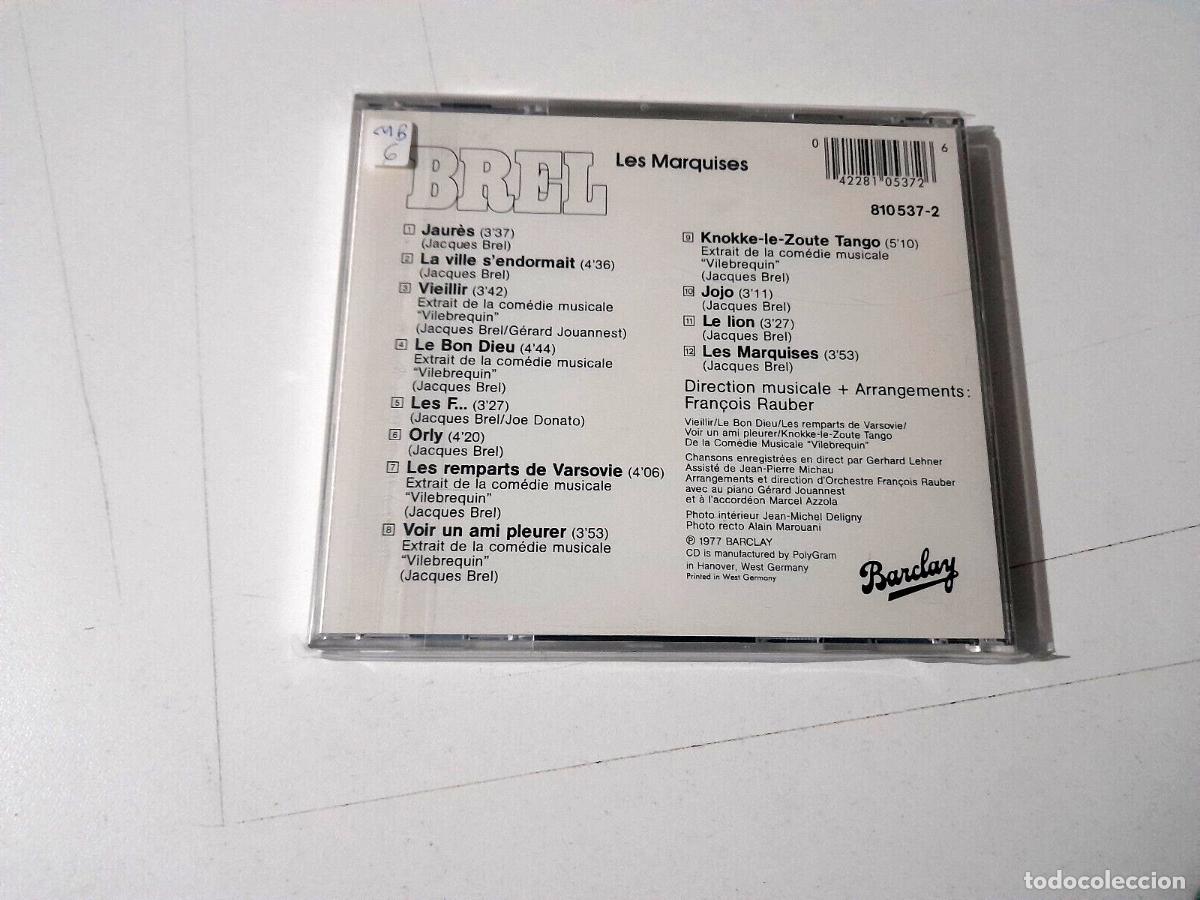 CDs de m&uacute;sica: JACQUES BREL &rdquo;LES MARQUISES&rdquo; CD 12 TRACKS - Foto 2