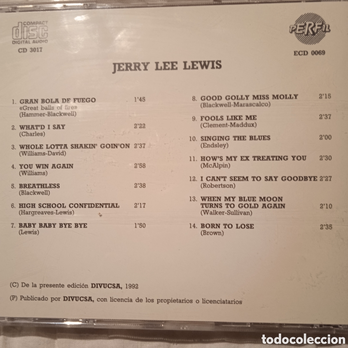 CDs de m&uacute;sica: Jerry Lee Lewis,&eacute;xitos salvat 56 - Foto 2