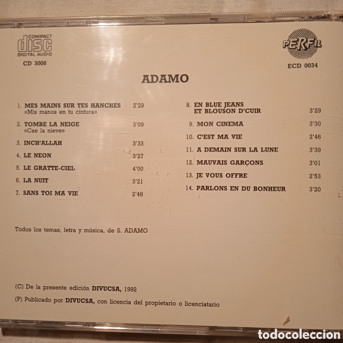 CDs de m&uacute;sica: Adamo 1992,Salvat 54 - Foto 2