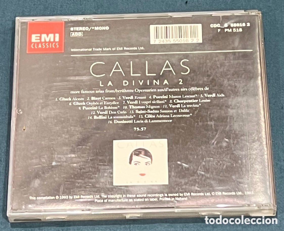 CDs de m&uacute;sica: CD. CALLAS &ldquo;La Divina 2&rdquo;. - Foto 2